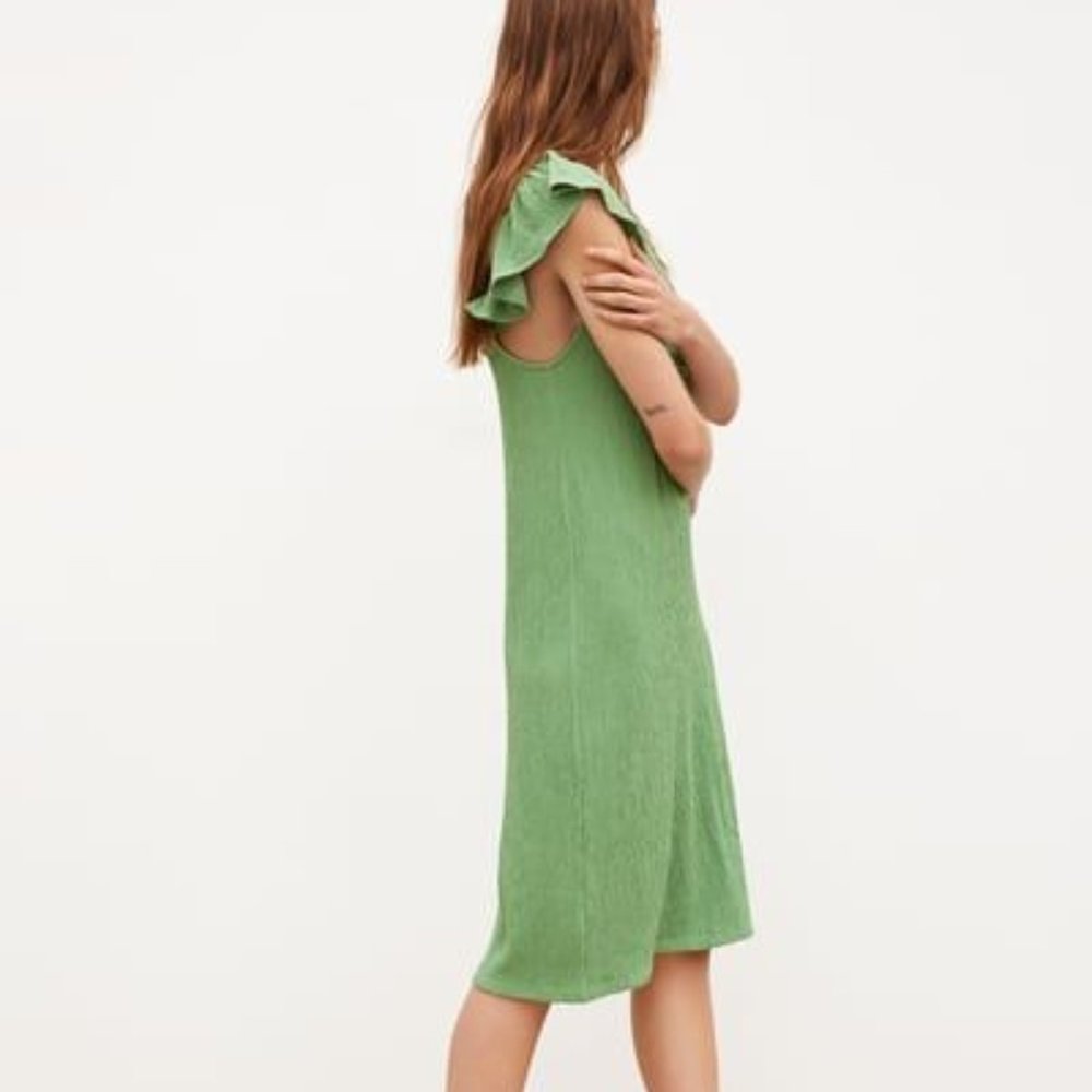 Zara Textured Ruffle Weave Dress S - Picture 2 of 4